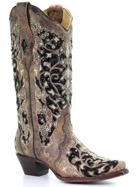 Corral Teens embroidered western boots snip toe size 4.5